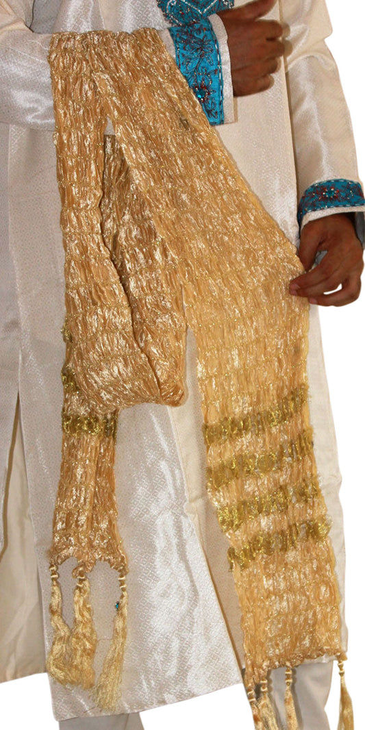 Set Of 6 Gold  Men Scarf Dupatta Shawl Match  Kurta Sherwani Indian Wedding Bollywood party wear