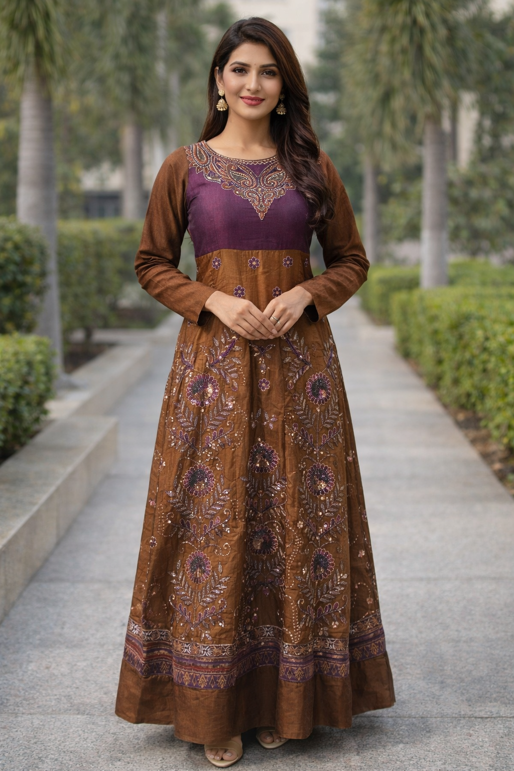 Indian Wedding party wear Long Gown Dress beaded Size Small Chest size  40