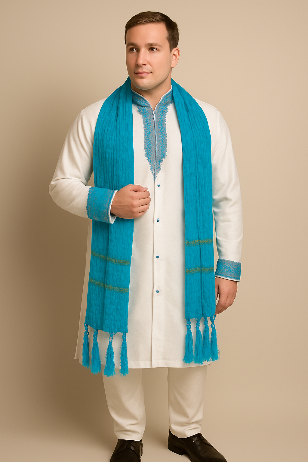 Blue Men Dupatta Shawl Scarf  Match Kurta Sherwani