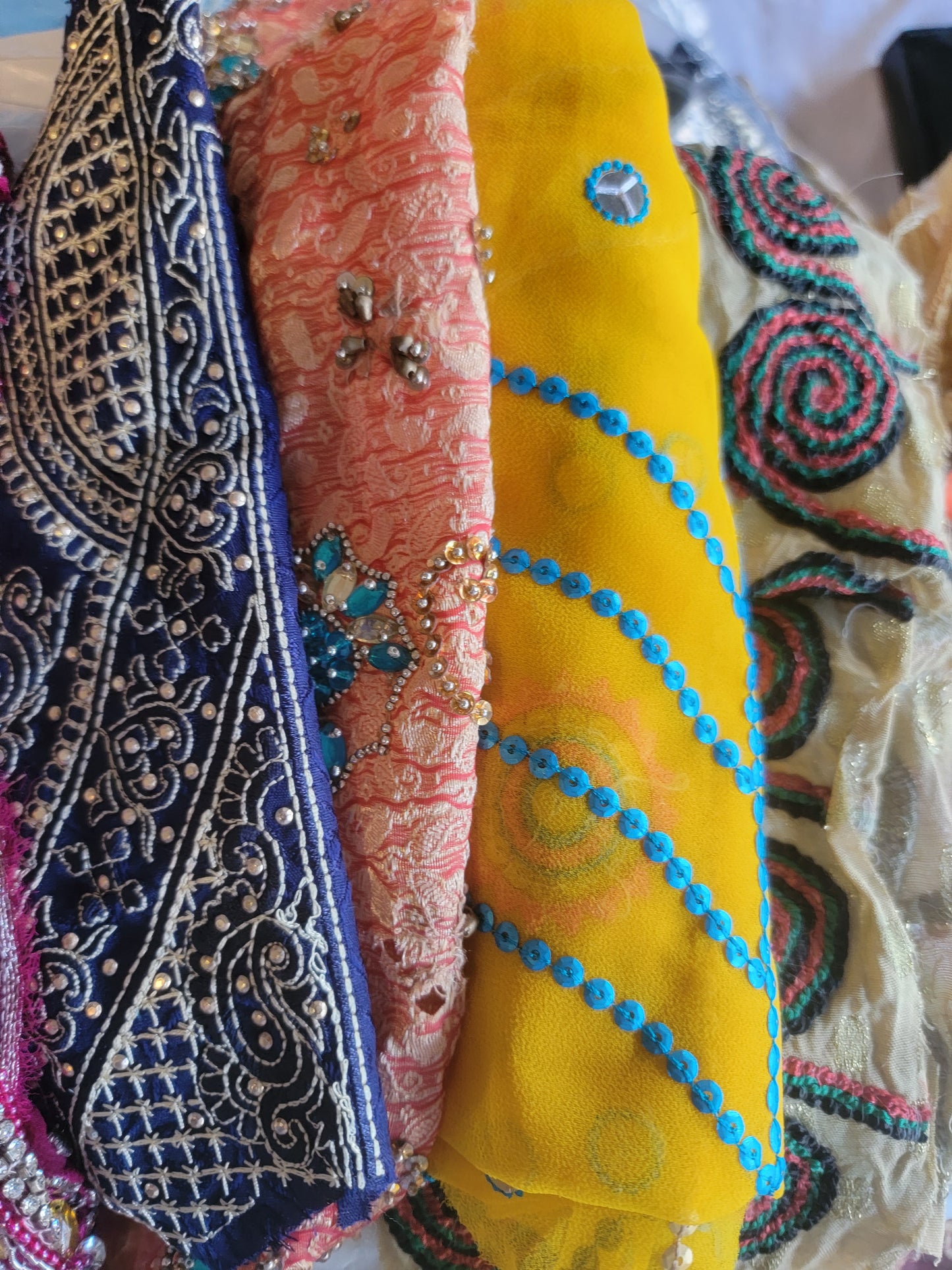 Set of 10 Beaded Embroidered Lace Trim – Perfect for Fashion & Craft Projects