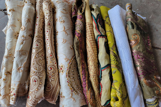 Set Of 10 Beaded Embroidered Lace Trim Art Craft Stitching fabric Doll Clothes Ornament Projects