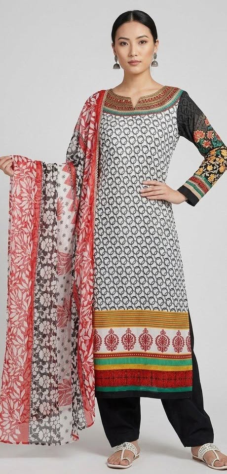 Black Salwar Kameez Dupatta Set – Plus Size Chest 46 | Indian Ethnic Wear