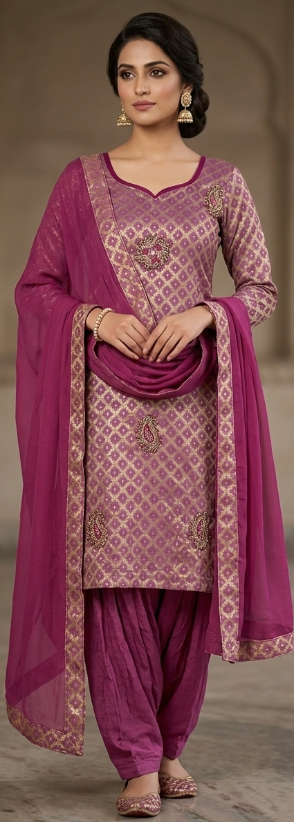 Elegant Brocade Straight Kurta Set with Salwar & Dupatta – Plus Size 50