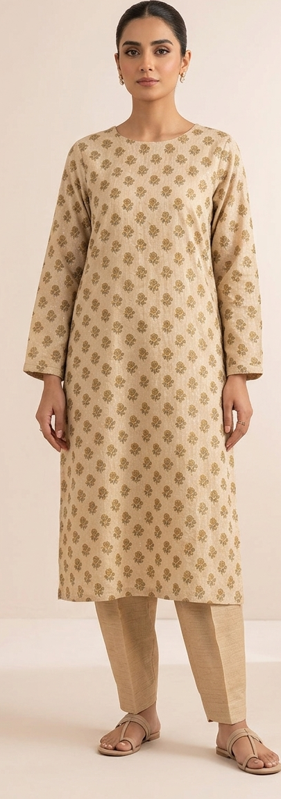 Beige Long sleeves salwar kameez dress Chest size 44 Large