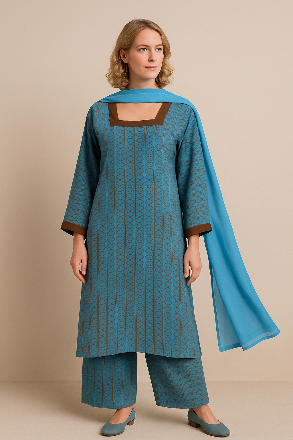 salwar kameez Dupatta set plus chest  Size 52