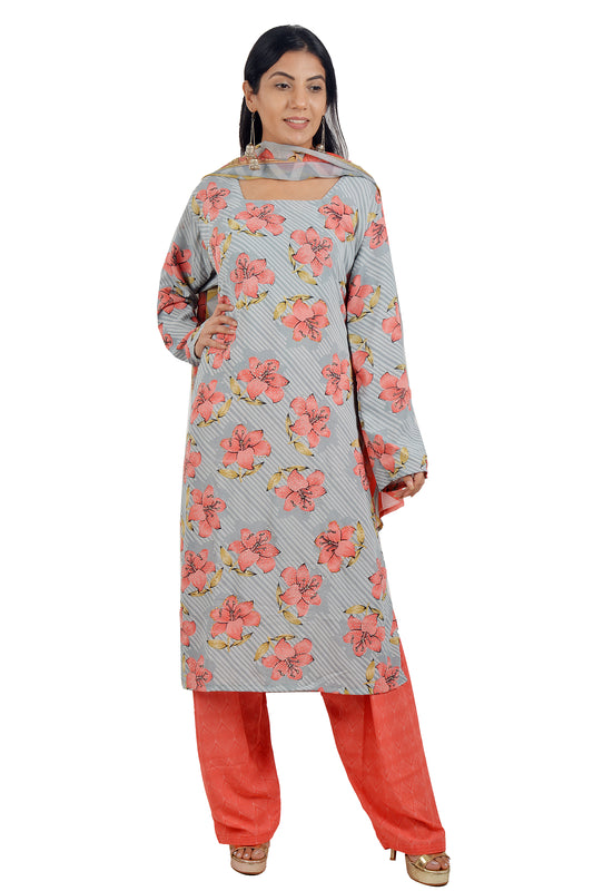 Printed Crepe Salwar Kameez dress Plus chest size 48 Long sleeves