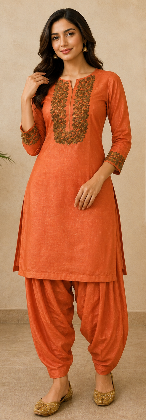Orange Beaded salwar kameez dress Indian wedding party wear chest size 42 Medium