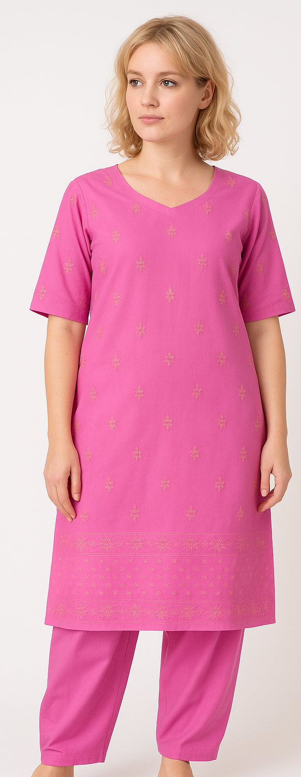 Pink Embroidered  salwar kameez Dupatta chest Plus size  52