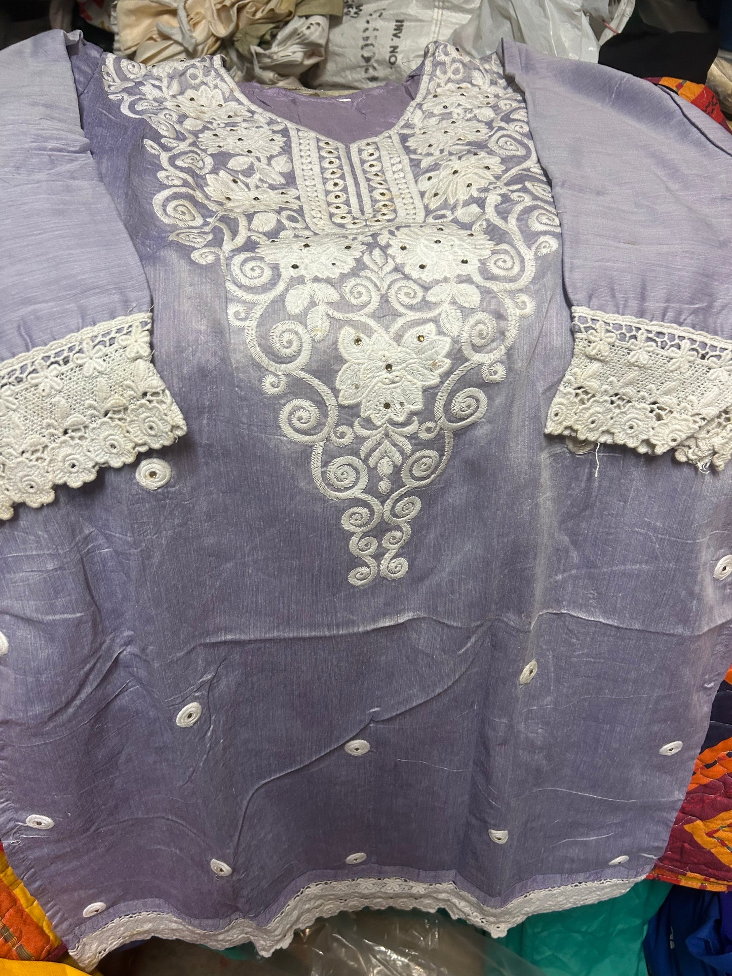 Purple Cotton Embroidered salwar kameez Dupatta set  chest  Size 40