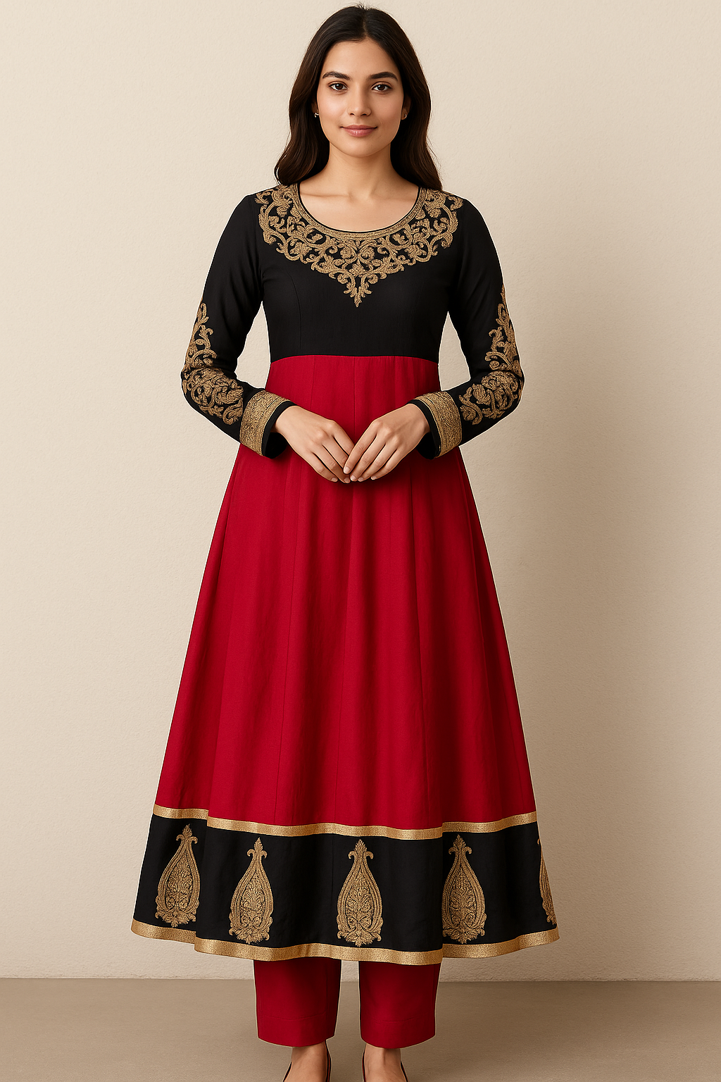 Red Long Anarkali gown Salwar kameez chest size 46 XL