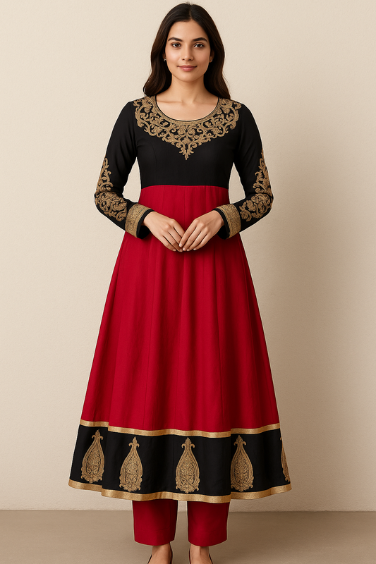 Red Long Anarkali gown Salwar kameez chest size 46 XL