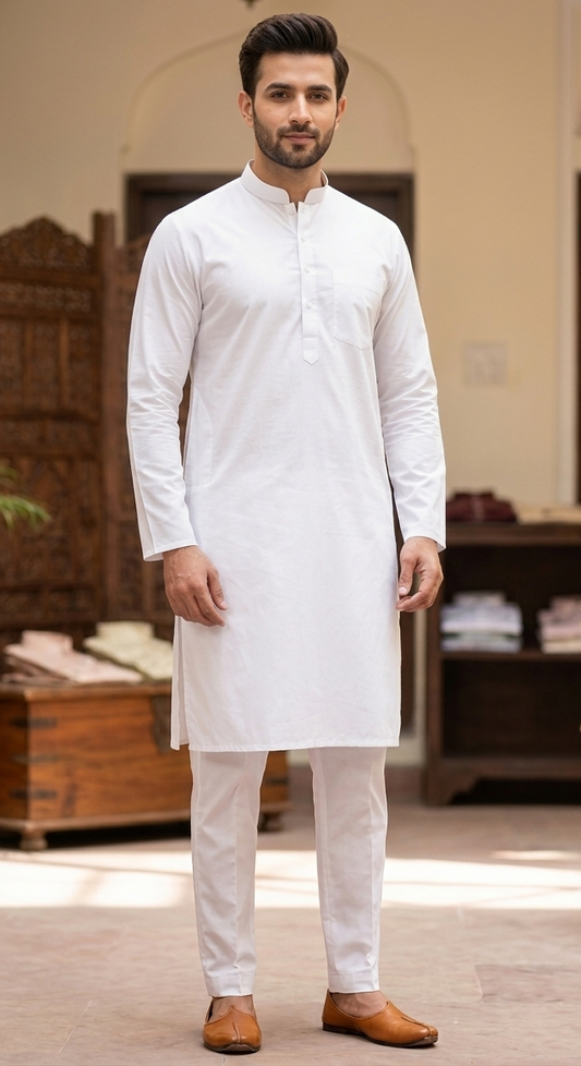 White Men Kurta Pajama  set chest size 44  XL