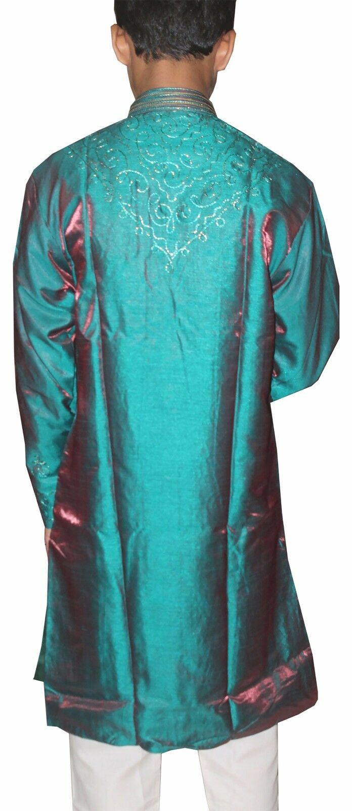 Green  Silk Boys Kurta salwar kameez sherwani 2 pc  Free shawl all sizes