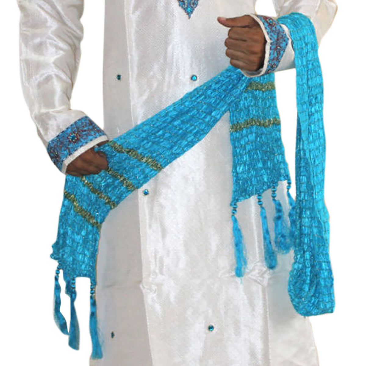 Blue Men Dupatta Shawl Scarf  Match Kurta Sherwani