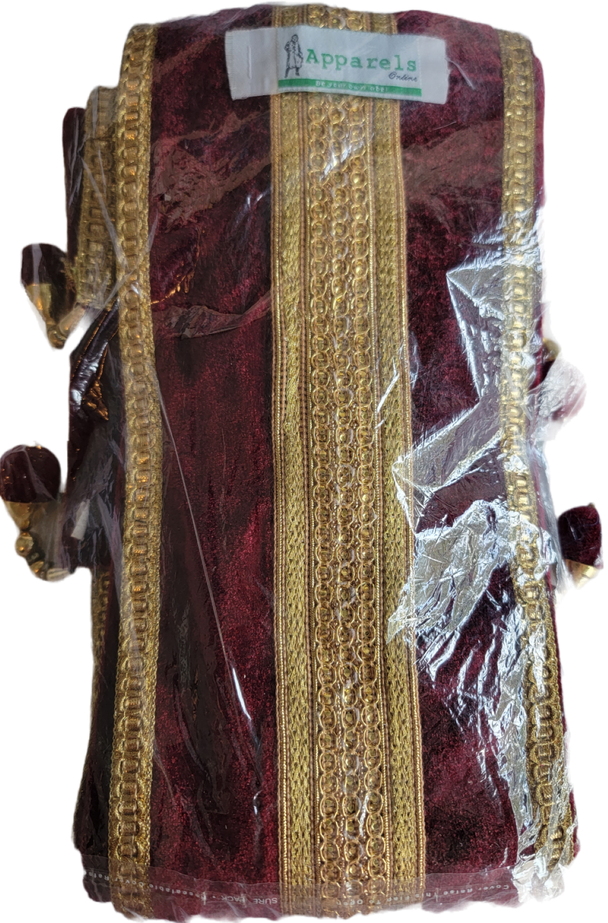 Maroon Velvet Men’s Dupatta with Gold Border | Sherwani Shawl for Wedding & Reception