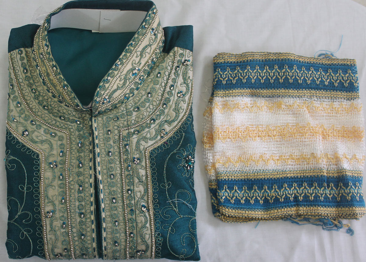 Teal Sherwani Men Kurta Set Indian Wedding party wear