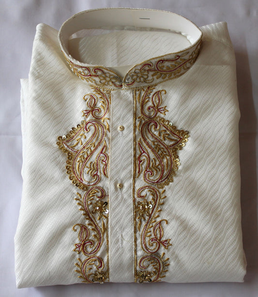White  Boys Kurta pajama set  For Age 14,
