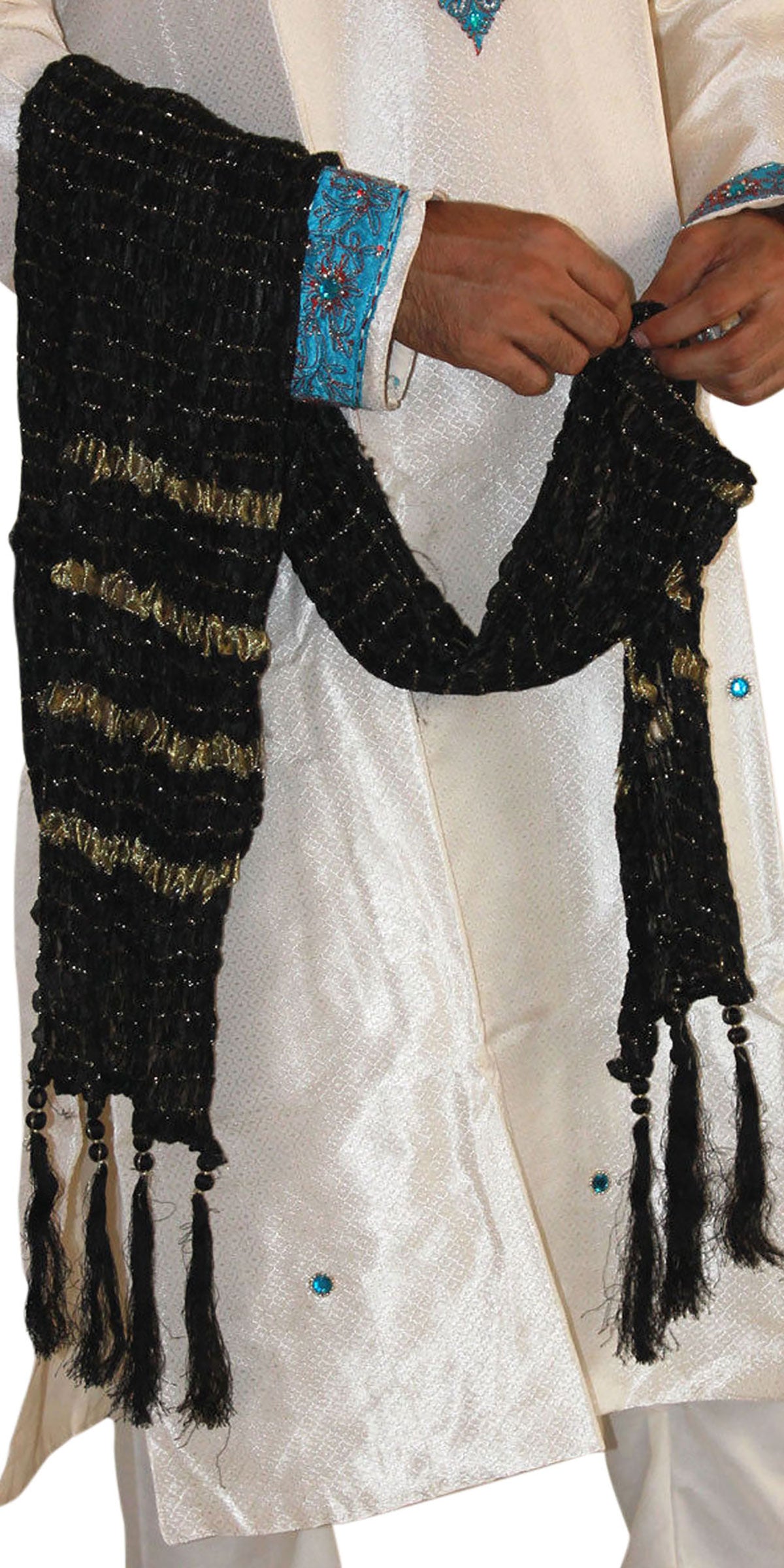 Black  Men’s Dupatta | Traditional Sherwani Stole for Weddings & Festive Wear